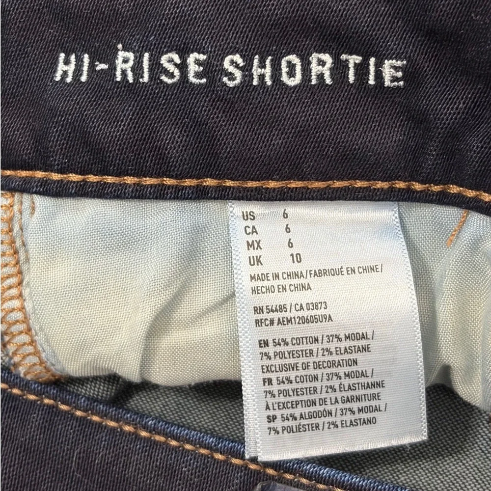 American Eagle Hi-Rise Shortie Dark Wash Denim Cutoff Shorts Womens 6 Indigo - Picture 3 of 3
